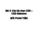 Bài giảng CSS - Bài 3: Các bộ chọn CSS – CSS Selectors